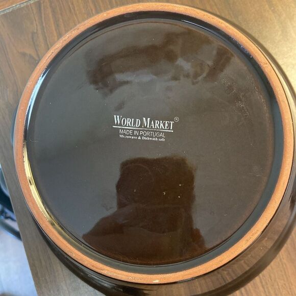 World Market Portugal Brown Glazed Terracotta Terra Cotta Serving Bowl Pottery - Picture 6 of 6